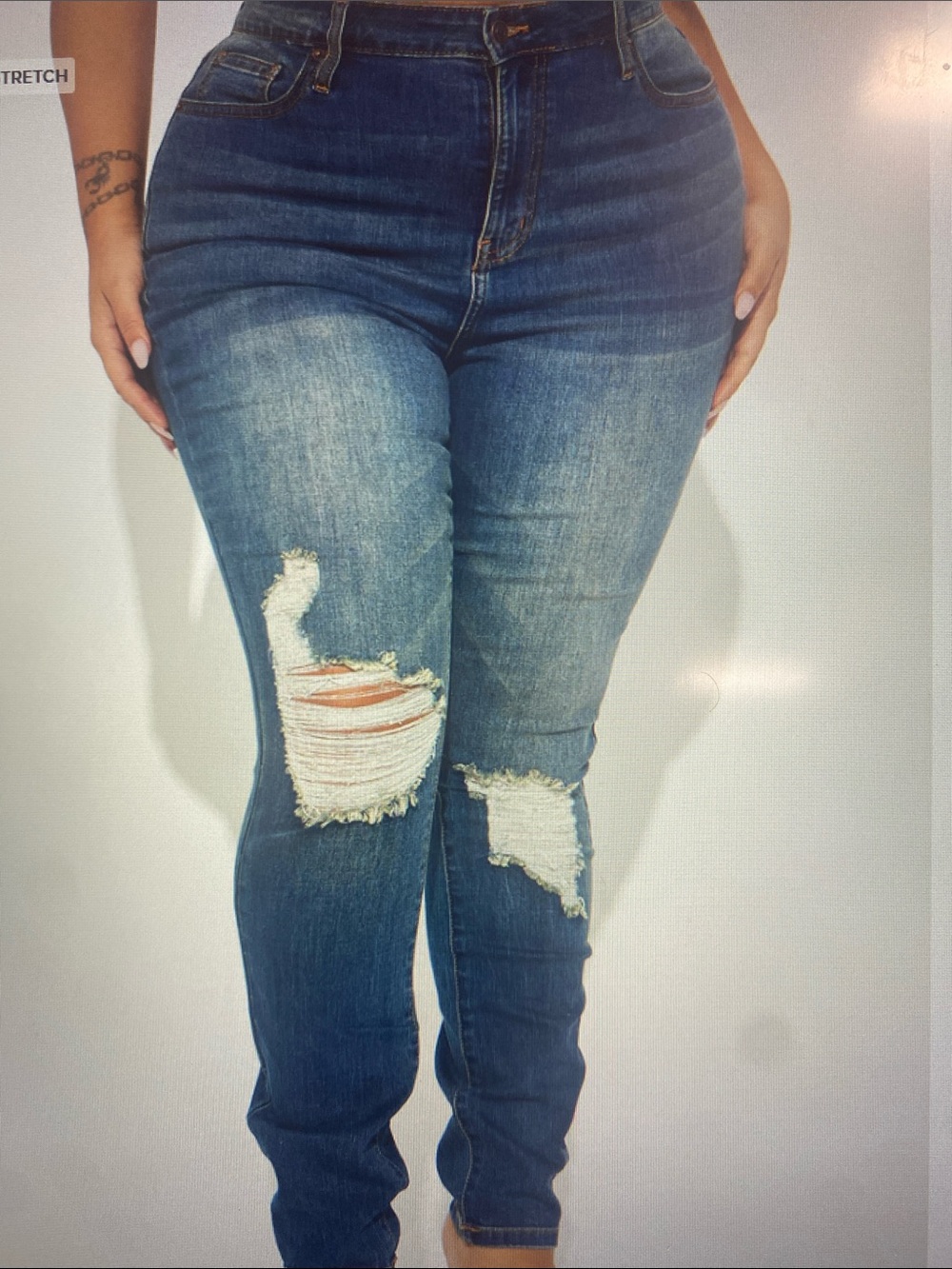 Fashion Nova- Kelly Ripped Denim Tinted Skinny Jeans - Dark Denim